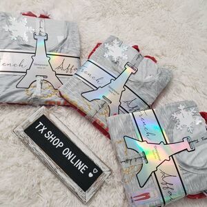 French Affair Sleepwear Pajama & Scrunchie Gift Set Plaids NWT